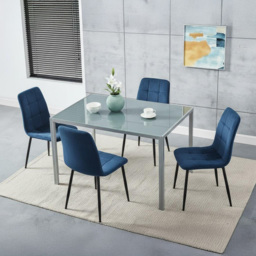 Kosy Koala 4 Seater Velvet Glass Dining Set Grey and Blue - Wilko - thumbnail 7