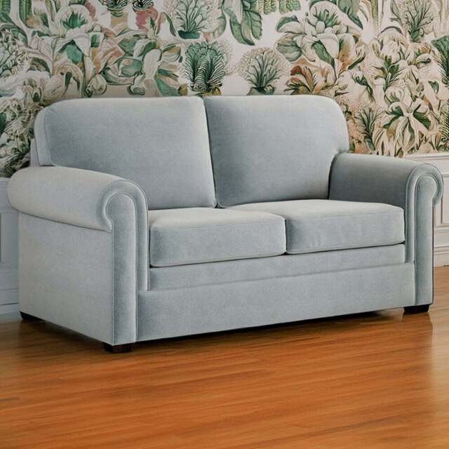 Jay-Be Heritage 2 Seater Brushed Twill Sky Sofa Bed with e-Pocket Mattress - Blue - Wilko - image 1