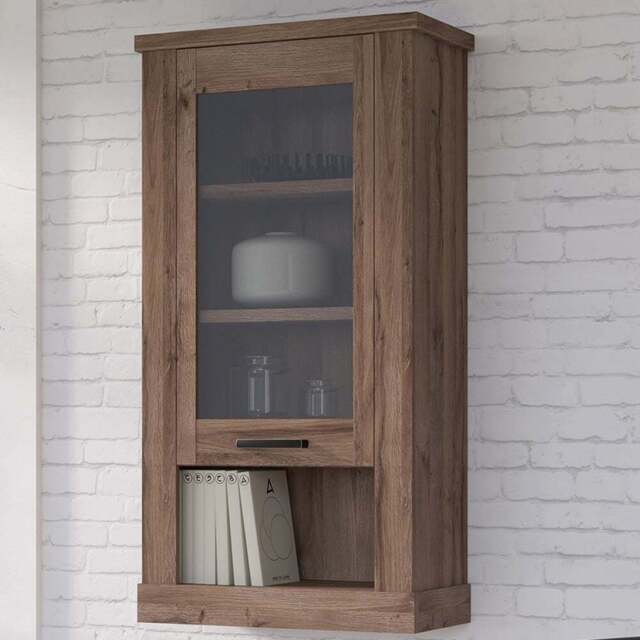 Florence Corona Single Door Tabak Oak Display Cabinet - Size: 34 x 71 x 136cm - Brown - Furniture to Go - Wilko - image 1
