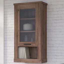 Florence Corona Single Door Tabak Oak Display Cabinet - Size: 34 x 71 x 136cm - Brown - Furniture to Go - Wilko