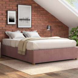 Aspire Furniture King Size Blush Plush Platform Ottoman Bed - Pink - Aspire Beds - Wilko