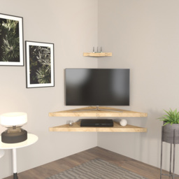 Decorotika Mensi Corner 3 Piece Wall Mounted Corner TV Unit Set - Size: 5 x 120 x 49cm - Brown - Wilko - thumbnail 6