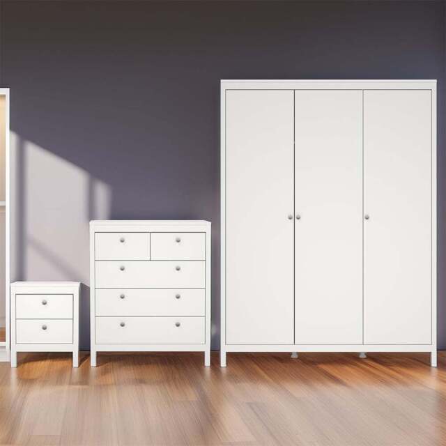 Florence Madrid White 3 Piece Bedroom Furniture Set - Furniture To Go - Wilko - image 1