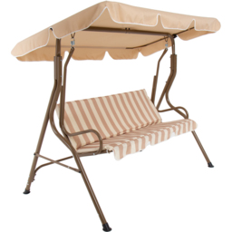 Charles Bentley 3 Seater Beige and White Garden Swing Seat - Brown - Wilko - thumbnail 3