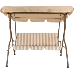 Charles Bentley 3 Seater Beige and White Garden Swing Seat - Brown - Wilko - thumbnail 4