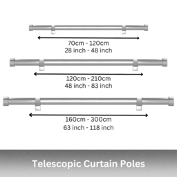 Caecus 70-120cm Extendable Metal Eyelet Brushed Chrome Ball Curtain Pole - Size: 70 - 120cm - Silver - Wilko - thumbnail 3