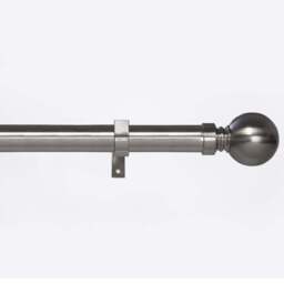 Caecus 70-120cm Extendable Metal Eyelet Brushed Chrome Ball Curtain Pole - Size: 70 - 120cm - Silver - Wilko - thumbnail 1