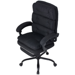 Living and Home Black Linen Ergonomic Reclining Office Chair with Footrest - Size: 121 x 68 x 79cm - Wilko - thumbnail 4