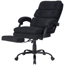 Living and Home Black Linen Ergonomic Reclining Office Chair with Footrest - Size: 121 x 68 x 79cm - Wilko - thumbnail 3
