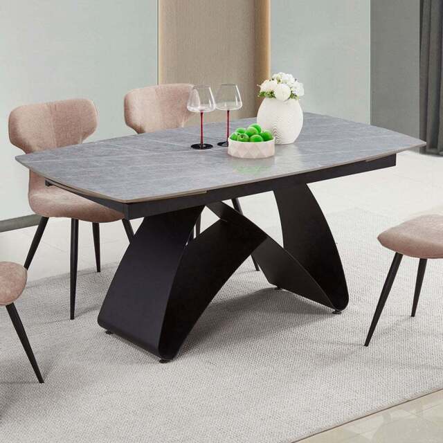 DS Living Maelis 6 Seater Dining Table Light Grey Cracked Stone - Wilko - image 1