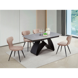 DS Living Maelis 6 Seater Dining Table Light Grey Cracked Stone - Wilko - thumbnail 7