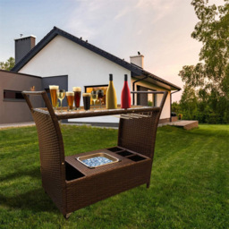 Furniture One Rattan Kitchen Trolley with Ice Bucket - Brown - Wilko - thumbnail 3