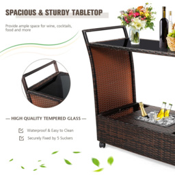 Furniture One Rattan Kitchen Trolley with Ice Bucket - Brown - Wilko - thumbnail 5