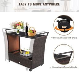 Furniture One Rattan Kitchen Trolley with Ice Bucket - Brown - Wilko - thumbnail 7