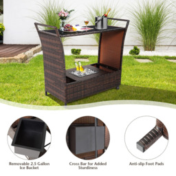 Furniture One Rattan Kitchen Trolley with Ice Bucket - Brown - Wilko - thumbnail 6
