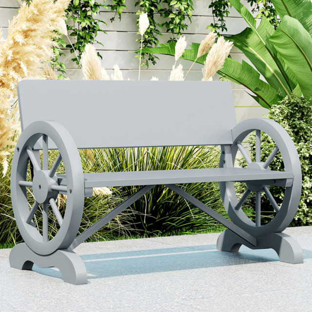 Outsunny 2 Seater Grey Outdoor Garden Bench - Size: 80 x 58 x 114cm - Wilko - image 1