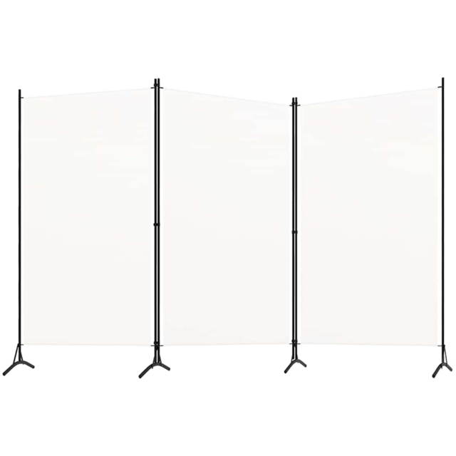 vidaXL Fabric White 3 Panel Room Divider 260 x 180cm - Size: 3 Panels - Wilko - image 1