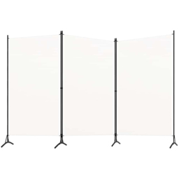 vidaXL Fabric White 3 Panel Room Divider 260 x 180cm - Size: 3 Panels - Wilko