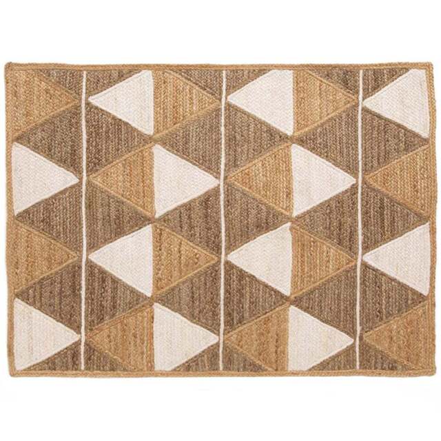 Prestbury Natural Geometry Braided Rug 120 x 170cm - Brown - Wilko - image 1