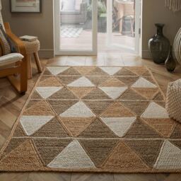 Prestbury Natural Geometry Braided Rug 120 x 170cm - Brown - Wilko - thumbnail 3