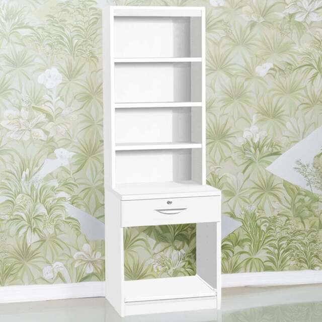 R White Cabinets Single Drawer 4 Shelf Printer Desk Stand with Hutch White - Size: 182.8 x 60 x 54cm - Wilko - image 1