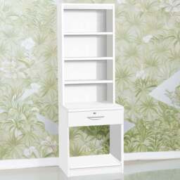R White Cabinets Single Drawer 4 Shelf Printer Desk Stand with Hutch White - Size: 182.8 x 60 x 54cm - Wilko