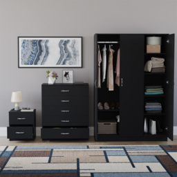 Vida Designs Riano Black 3 Piece Bedroom Furniture Set - Wilko - thumbnail 4