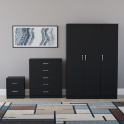Vida Designs Riano Black 3 Piece Bedroom Furniture Set - Wilko - thumbnail 3