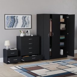 Vida Designs Riano Black 3 Piece Bedroom Furniture Set - Wilko - thumbnail 6