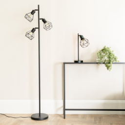 ValueLights Angus Matt Black Metal Geometric Basket Shade LED Table Lamp - Size: 41 x 12.5 x 23cm - Wilko - thumbnail 5