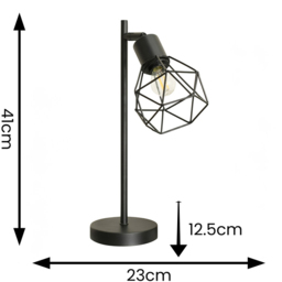 ValueLights Angus Matt Black Metal Geometric Basket Shade LED Table Lamp - Size: 41 x 12.5 x 23cm - Wilko - thumbnail 7