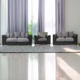 Luxor 6 Seater Black and Grey Jumbo Cord Scatter Back Sofa Suite - Multi - Wilko - thumbnail 1