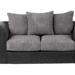 Luxor 6 Seater Black and Grey Jumbo Cord Scatter Back Sofa Suite - Multi - Wilko - thumbnail 4