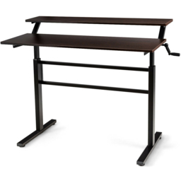 Costway 2 Tier Height Adjustable Standing Desk Coffee - Size: 132.1 x 76.2 x 10.16cm - Brown - Wilko - thumbnail 5