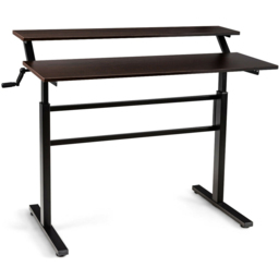 Costway 2 Tier Height Adjustable Standing Desk Coffee - Size: 132.1 x 76.2 x 10.16cm - Brown - Wilko - thumbnail 3
