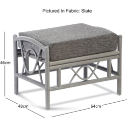 Desser Bali Slate Grey Fabric Natural Rattan Footstool - Size: 48 x 64 x 46cm - Wilko - thumbnail 4