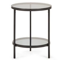 Julian Bowen Chicago Smoked Glass Circular Lamp Table - Size: 45 x 45 x 56cm - Black - Wilko - thumbnail 3