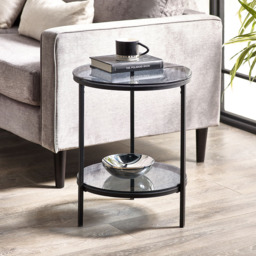 Julian Bowen Chicago Smoked Glass Circular Lamp Table - Size: 45 x 45 x 56cm - Black - Wilko - thumbnail 5