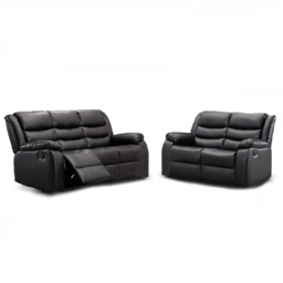 Portland Venice 5 Seater Black Leather Manual Recliner Sofa Suite - Wilko - thumbnail 3