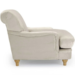 Plumpton Beige Velvet Chair - Size: Single - Cream - LPD Home - Wilko - thumbnail 4