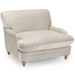 Plumpton Beige Velvet Chair - Size: Single - Cream - LPD Home - Wilko - thumbnail 3