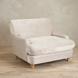 Plumpton Beige Velvet Chair - Size: Single - Cream - LPD Home - Wilko - thumbnail 5
