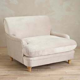 Plumpton Beige Velvet Chair - Size: Single - Cream - LPD Home - Wilko
