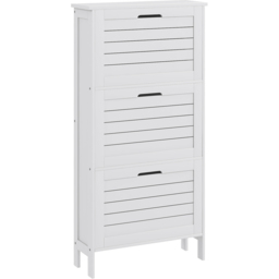 HOMCOM 3 Drawer White Narrow Flip Shoe Storage Cabinet - Size: 108.5 cm x 18.0 cm x 53.0 cmcm - Wilko - thumbnail 3