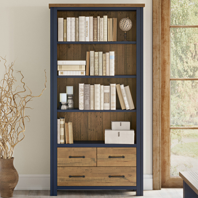 Baumhaus Splash of Blue 3 Drawer 4 Shelf Open Bookcase - Wilko - image 1