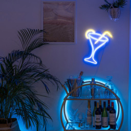 ValueLights Neon Cocktail Glass Wall Light - Size: 43 x 2 x 33cm - White - Wilko - thumbnail 4
