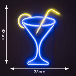 ValueLights Neon Cocktail Glass Wall Light - Size: 43 x 2 x 33cm - White - Wilko - thumbnail 6