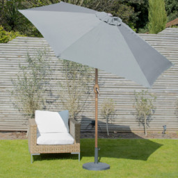 Gardenkraft Light Grey Crank and Tilt Wooden Parasol 2.7m - Wilko - thumbnail 3