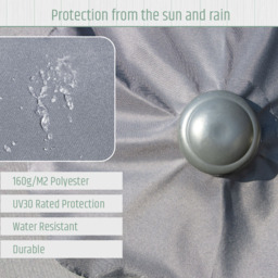 Gardenkraft Light Grey Crank and Tilt Wooden Parasol 2.7m - Wilko - thumbnail 6