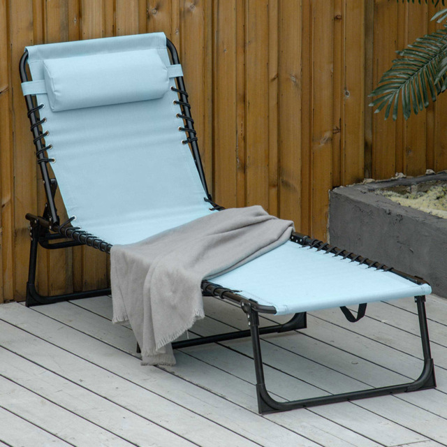 Outsunny Baby Blue Foldable Cot Sun Lounger - Size: 1 Seater - Wilko - image 1